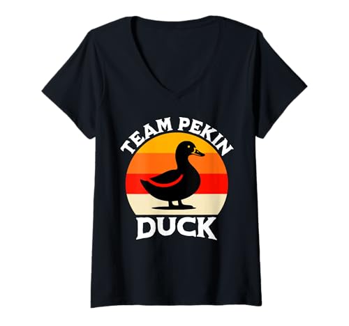 Damen Pekin Duck Team Pekingente T-Shirt mit V-Ausschnitt von Pekingente Designs Für Damen Und Herren