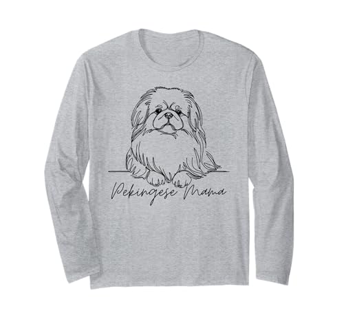 Pekinese Mama Pekinese Mom Cute Line Art Dog Artistic Langarmshirt von Pekingese Lover Beautiful Dog Art Gift Design