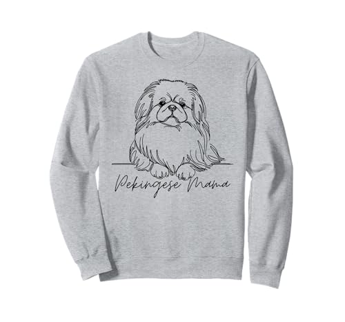 Pekinese Mama Pekinese Mom Cute Line Art Dog Artistic Sweatshirt von Pekingese Lover Beautiful Dog Art Gift Design