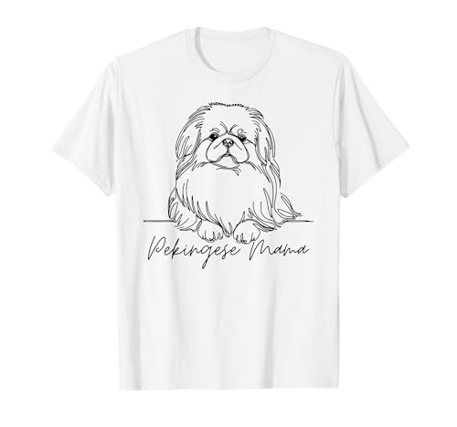 Pekinese Mama Pekinese Mom Cute Line Art Dog Artistic T-Shirt Pekinese Mama Pekinese Mom Cute Line Art Dog Artistic T-Shirt von Pekingese Lover Beautiful Dog Art Gift Design