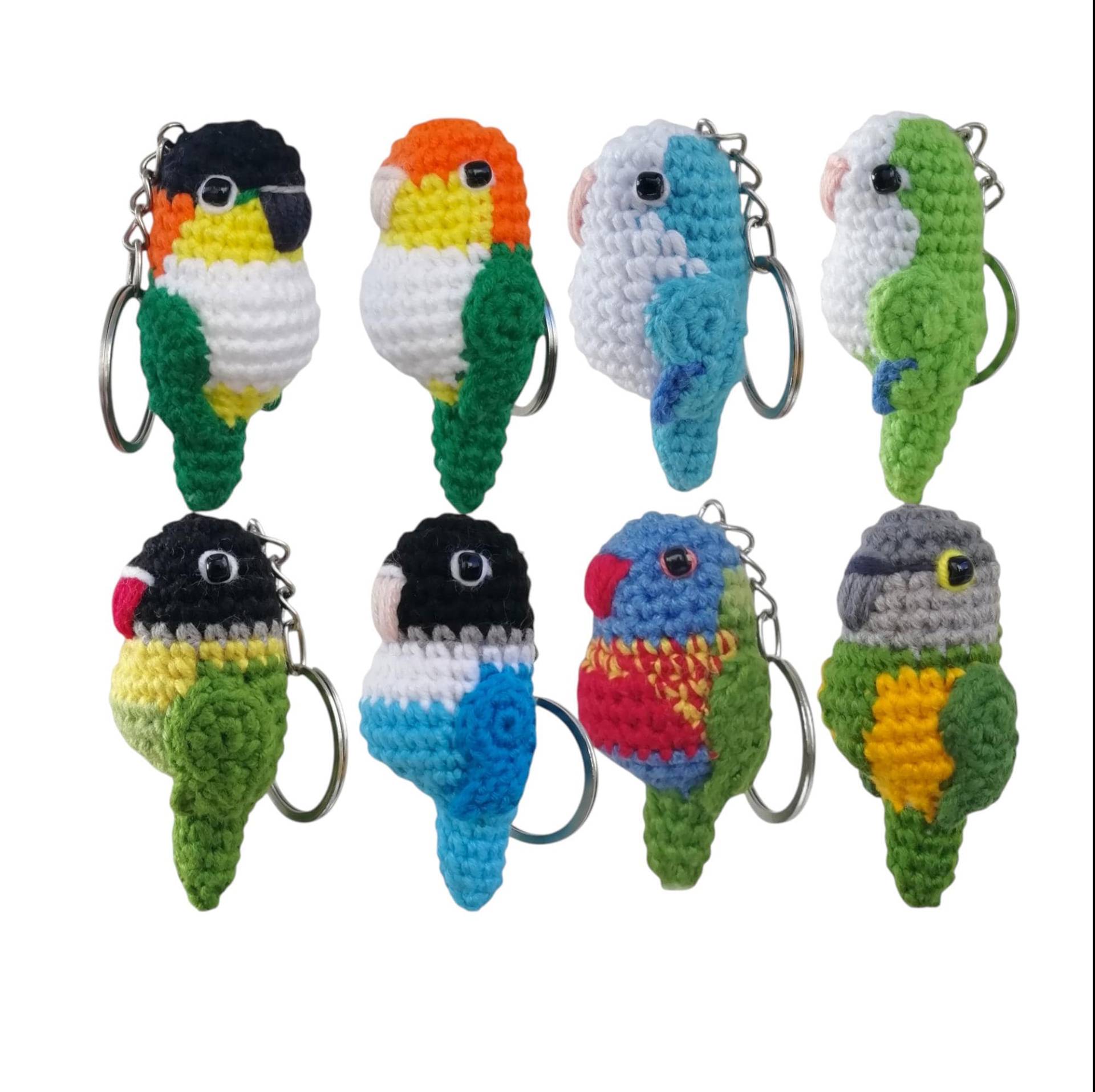 Quäker Vogel Schlüsselanhänger, Caique Papagei Sittich Nymphensittich Galah Schlüsselanhänger/Gehäkeltes Geschenk Für Mama Plüschtier von PelasorArtJewelry