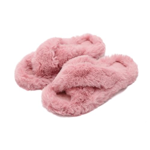 Hausschuhe Damen Plüsch Kreuzband, Pantoffeln Winter Flache Pelzige Offene Zehenpartie, Schlappen Warme Flauschig Kunstfell Hausschuhe Damen Plüsch Kreuzband, Pantoffeln Winter Flache Pelzige Offene Zehenpartie, Schlappen Warme Flauschig Kunstfell von Pelbiuqik