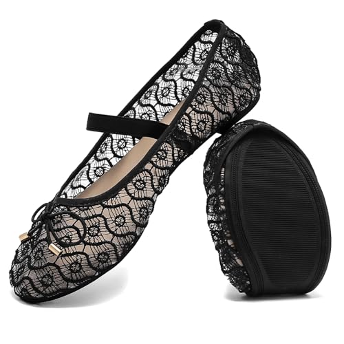 Pelbiuqik Ballerinas Damen Flache Atmungsaktive Schuhe Bequeme Slip-On Loafer mit Runder Zehe Weiche Sommerschuhe für Alltag & Freizeit Leichtes Knit-Design für Eleganz & Komfort von Pelbiuqik