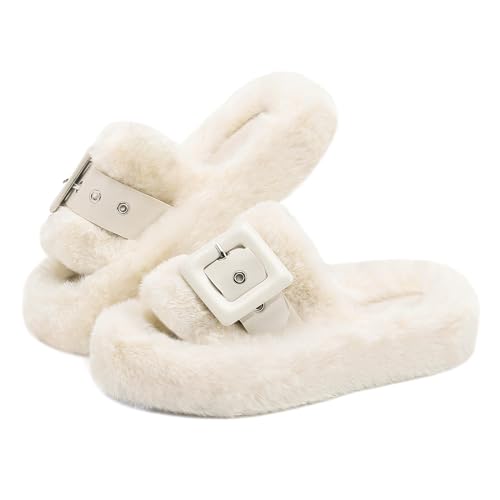 Pelbiuqik Hausschuhe Damen Plüsch Warme, Winter Rutschfeste Bequeme Big Buckle Memory-Foam Pantoletten, Flauschige Slippers Weiche Pantoffeln Winterschuhe Schlappen Damen, Beige, EU 38 Pelbiuqik Hausschuhe Damen Plüsch Warme, Winter Rutschfeste Bequeme Big Buckle Memory-Foam Pantoletten, Flauschige Slippers Weiche Pantoffeln Winterschuhe Schlappen Damen, Beige, EU 38 von Pelbiuqik