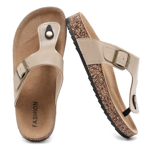 Pelbiuqik Zehentrenner Damen Herren, Pantoletten Hausschuhe mit Kork-Fußbett Schlappen mit Verstellbarer Rieme Sandalen für den Sommer Pelbiuqik Zehentrenner Damen Herren, Pantoletten Hausschuhe mit Kork-Fußbett Schlappen mit Verstellbarer Rieme Sandalen für den Sommer von Pelbiuqik