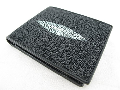 Pelgio Bifold Geldbörse aus echtem Stingray Shagreen Skin Leder, Schwarz, Einheitsgröße, Faltbare Brieftasche Pelgio Bifold Geldbörse aus echtem Stingray Shagreen Skin Leder, Schwarz, Einheitsgröße, Faltbare Brieftasche von Pelgio