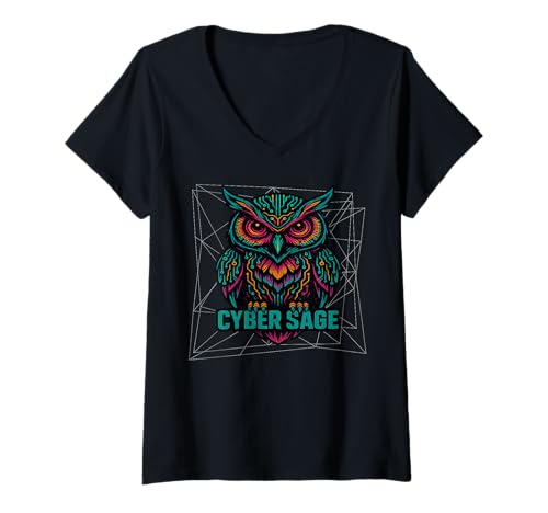 Damen Celestial Owl - Leiterplatte Cosmic Night Sky Tech Design T-Shirt mit V-Ausschnitt Damen Celestial Owl - Leiterplatte Cosmic Night Sky Tech Design T-Shirt mit V-Ausschnitt von PelicanWild