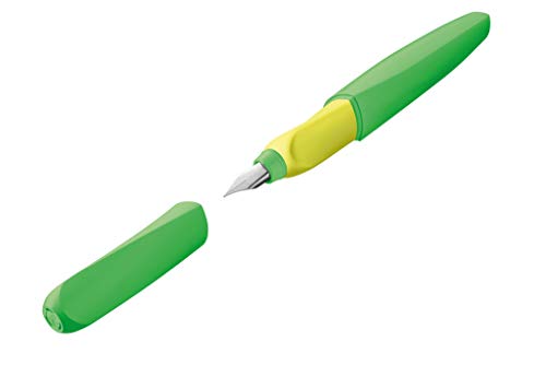 Pelikan Twist Füllhalter, Edelstahl-Feder in Strichbreite M inkl. Tintenpatrone, neon grün von Pelikan
