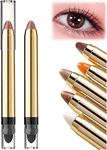 2-in-1 Perlglanz-Lidschatten-Make-up-Stift, wasserdichter Lidschatten-Stick, Highlighter-Make-up-Stick, doppelseitiger Lidschatten-Stick mit feinem Perlglanz-Glitzer-Eyeliner (#05 Sweet Peach) von Pelinuar