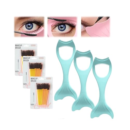 3in1 Eyelashes Tools Mascara Shield Applicator Guard,Eyelash Brush Tool for Upper Lower Eye Lash,Reusable Eye Makeup Tool with Eyeliner Stencil,Eyelash Guide for Makeup for Make Up Beginner (Blue*3) von Pelinuar