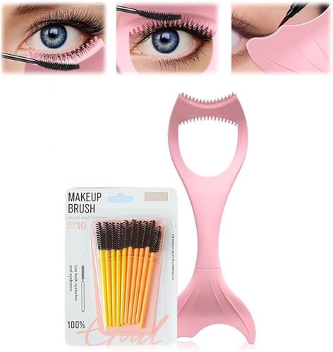 3in1 Eyelashes Tools Mascara Shield Applicator Guard,Eyelash Brush Tool for Upper Lower Eye Lash,Reusable Eye Makeup Tool with Eyeliner Stencil,Eyelash Guide for Makeup for Make Up Beginner (Pink) von Pelinuar