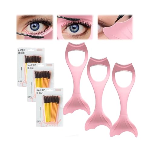 3in1 Eyelashes Tools Mascara Shield Applicator Guard,Eyelash Brush Tool for Upper Lower Eye Lash,Reusable Eye Makeup Tool with Eyeliner Stencil,Eyelash Guide for Makeup for Make Up Beginner (Pink*3) von Pelinuar