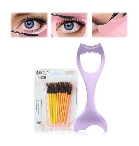 3in1 Eyelashes Tools Mascara Shield Applicator Guard,Eyelash Brush Tool for Upper Lower Eye Lash,Reusable Eye Makeup Tool with Eyeliner Stencil,Eyelash Guide for Makeup for Make Up Beginner (Purple) von Pelinuar