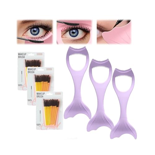 3in1 Eyelashes Tools Mascara Shield Applicator Guard,Eyelash Brush Tool for Upper Lower Eye Lash,Reusable Eye Makeup Tool with Eyeliner Stencil,Eyelash Guide for Makeup for Make Up Beginner (Purple*3) von Pelinuar