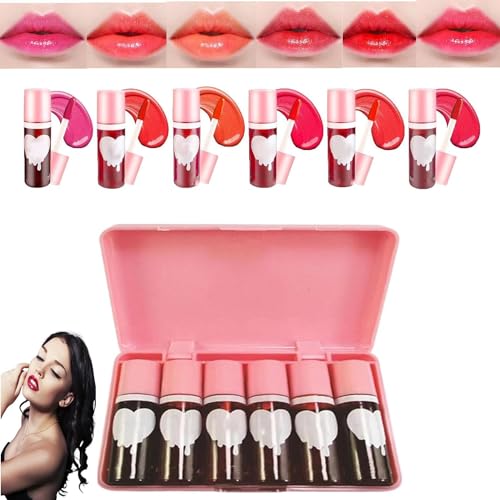 6Pcs Mini Lip Tint,6 Colors Mini Korean Lip Tint,6 Colors Lip Tint Stain Set,Multi-use Lip and Cheek Tint,Long Lasting Non-Stick Cup Waterproof von Pelinuar