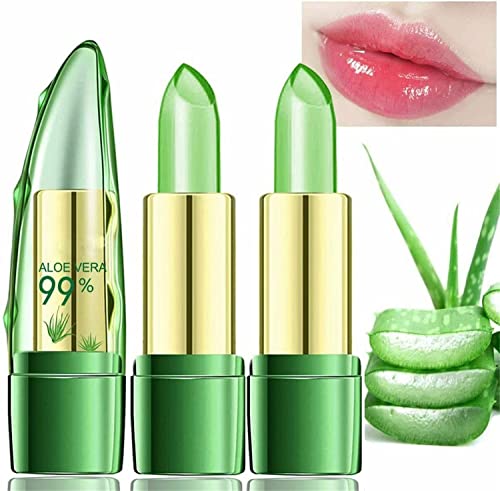 Aloe Vera Color Changing Lipstick, Clear Jelly Lipsticks,Long Lasting Nutritious Lip Balm,Lips Moisturizer Magic Temperature Color Change Lip Gloss (2 Pcs) von Pelinuar