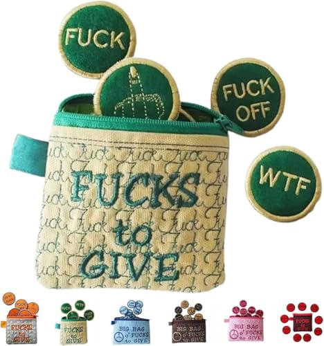 Big Bag of Fcks to Give Zipper Pouch, Funny Potty Coin Bag,Funny 3D Embroidered Badge with 17 Different FCKS,Handy Zipper Purse,Handmade Cute Small Pouch for Man Woman,Novelty Gifts (Green) von Pelinuar