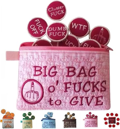 Big Bag of Fcks to Give Zipper Pouch, Funny Potty Coin Bag,Funny 3D Embroidered Badge with 17 Different FCKS,Handy Zipper Purse,Handmade Cute Small Pouch for Man Woman,Novelty Gifts (Pink) von Pelinuar