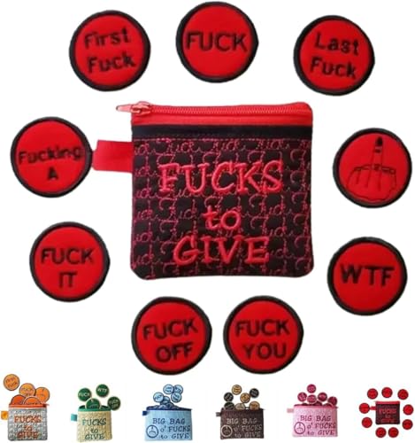 Big Bag of Fcks to Give Zipper Pouch, Funny Potty Coin Bag,Funny 3D Embroidered Badge with 17 Different FCKS,Handy Zipper Purse,Handmade Cute Small Pouch for Man Woman,Novelty Gifts (Red) von Pelinuar