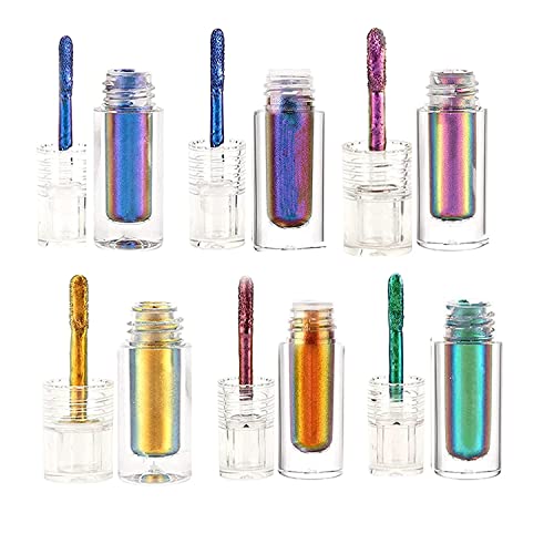 Chic-Chat Multi-Chrome Liquid Lipsticks, Chrome Eyeshadow Stick,Liquid Eyeshadow, Long Wearing Matte Liquid Lipstick,Long Lasting Waterproof Colourful Diamond Shimmer Lip Gloss (Mixed 6 Pcs) von Pelinuar