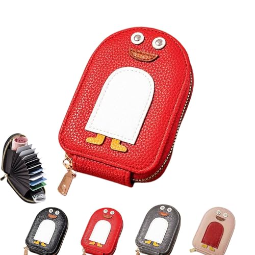 Cute Penguins PU Credit Card Coin Wallet,Creative Cartoon Penguin Accordion Card Wallet,Multi-Slots Credit Cards Bag,Portable Penguin Card Holders,Card Wallets for Women (Red) von Pelinuar