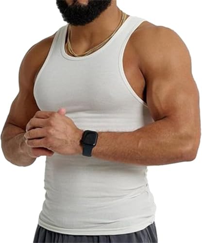 Ekko Beaters, Ekkovision Tank Tops Men,Muscle Tank Shirts for Men,Workout Shaper Vest Compression Abs Abdomen Undershirts,Sleeveless Gym Compression Shirt Tops (White, L) von Pelinuar