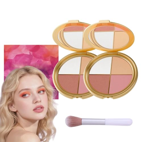Glowjiu Glow Gallery Highlighting Eye & Cheek Palette,Metallic Shimmer Eye & Cheek Palette,Eyeshadow And Highlighter Makeup,4-In-1 Highlight Shades Makeup for Blush,Silky Smooth Formula (2 Set) von Pelinuar