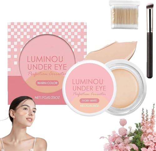 Hailoyearn Under Eye Brightener,Brightening Cream Concealer with Brush,Lightweight Undereye Brightening Cream,Moisturizing Waterproof Foundation, Tired Skin Correcting Brightener & Primer (Ivory) von Pelinuar