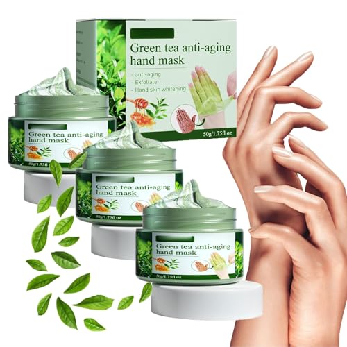 Hand Mask Green Tea Peel-Off Hand Wax,Wrinkle Hand Maskss Moisturizing,Green Tea Repair Hand Mask,Cuticular Membrane Repair Lock Water Hand Cream Hand Mask,Skin Rejuvenation,and Tightening (3 Pcs) von Pelinuar