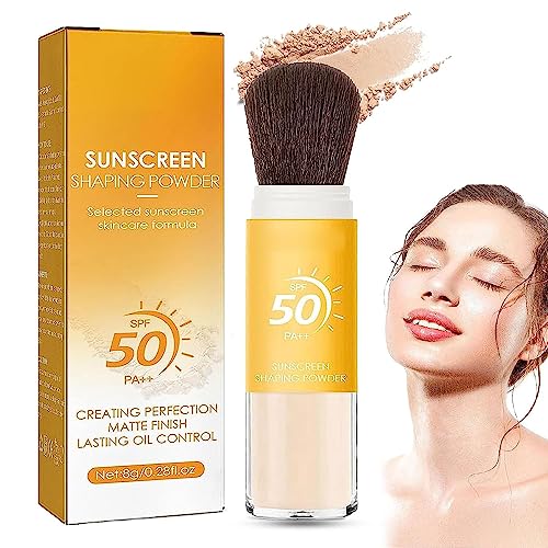 Mineral Sunscreen Setting Powder for Natural Skin Protection, Sunscreen Setting Powder SPF 50 Loose Powder with Brush Natural Mineral Makeup Setting Powder Translucent 0.28 oz for All Skin (1 Pcs) von Pelinuar