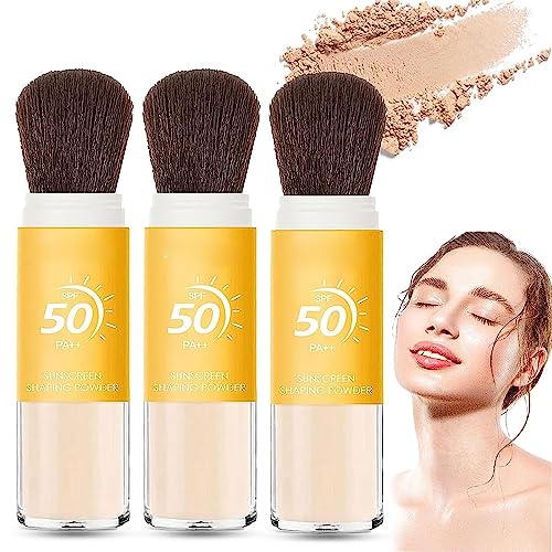 Mineral Sunscreen Setting Powder for Natural Skin Protection, Sunscreen Setting Powder SPF 50 Loose Powder with Brush Natural Mineral Makeup Setting Powder Translucent 0.28 oz for All Skin (3 Pcs) von Pelinuar