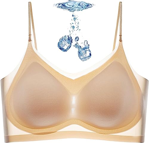 Pelinuar 2023 New Summer Seamless Ultra-Thin Plus Size Ice Silk Comfort Bra, Ultra Thin Ice Silk Bra,Mesh Breathable Seamless Bra,Butterfly Beauty Back Bra with Removable Pads (Skin, XL) von Pelinuar