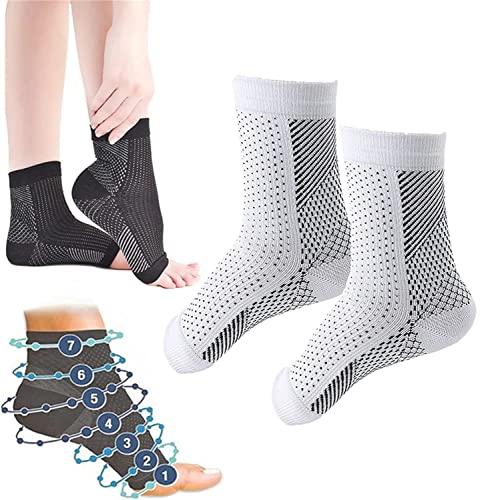 Pelinuar Comprex Knöchelsocken, Schnullersocken, Anti-Müdigkeit, Kompression, Fußbandage, Komprex-Knöchelsocken für Neuropathie, Plantarfasziitis, Männer und Frauen (S/M, Weiß, 1 Paar) von Pelinuar