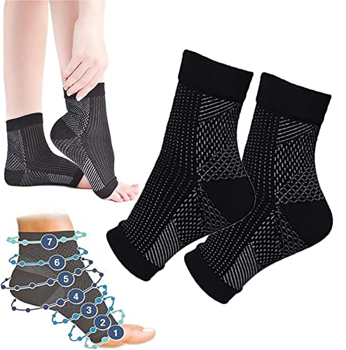 Pelinuar Comprex Knöchelsocken, Schnullersocken, Anti-Müdigkeit, Kompression, Fußbandage, Komprex-Knöchelsocken für Neuropathie, Plantarfasziitis, Männer und Frauen (S/M, schwarz, 1 Paar) von Pelinuar