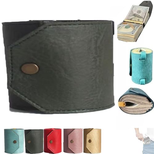 Pelinuar Geldbeutel, Geldtasche mit schnellem Zugang für Bargeld, Leder-Geldbörsen-Organizer, praktische Geldbörsenbänder mit Magnetverschluss, modisch und elegant, grau, Einheitsgröße, Modern von Pelinuar