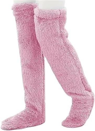 Plush Warmth Long Socks,Snuggs Cozy Socks,Teddy Legs Long Socks,Snugglepaws Sock Slippers,Warm Over Knee Snuggs Footwear,Knee High Long Fuzzy High Sock Slippers for Women (Pink) von Pelinuar