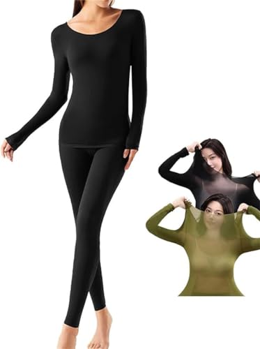 Ultra-Thin Hyaluronic Underwear Set,Thermal Underwear Top & Bottom Set,Invisible Thermal Skincare Clothing, Locks in Moisture Keeps You Warm and Relieves Skin Dryness (Black, X-Large) von Pelinuar