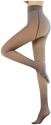 Winter Warm Fleece Lined Tights for Women Warm Fake Translucent Nude Tights Fleece Pantyhose (No Fleece/85g, Coffee) von Pelinuar