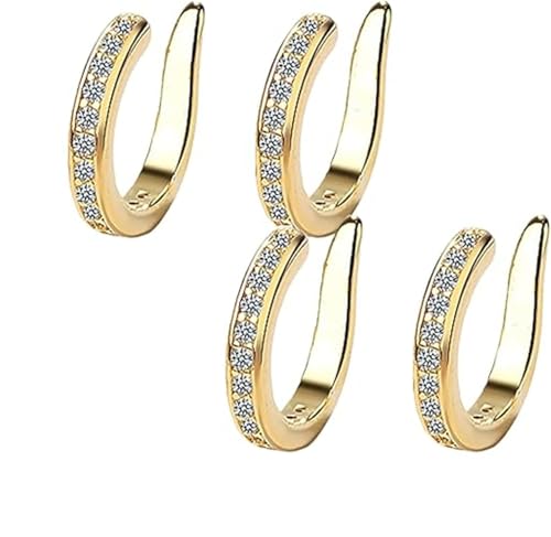 Zafiller Ear Clip,Fixura Ear Clips Ears Cuff Earrings for Women,Adjustable Fake Earrings,Non Piercing Plated Ears Cuffs,Non Pierced Clip on Earring,Ear Corrector Clips (Gold-2Pairs) von Pelinuar