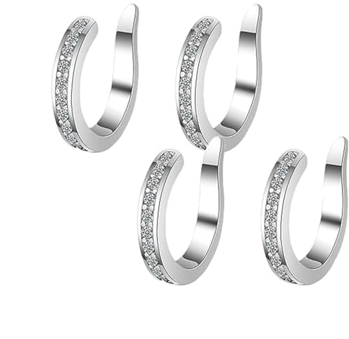Zafiller Ear Clip,Fixura Ear Clips Ears Cuff Earrings for Women,Adjustable Fake Earrings,Non Piercing Plated Ears Cuffs,Non Pierced Clip on Earring,Ear Corrector Clips (Silver-2Pairs) von Pelinuar