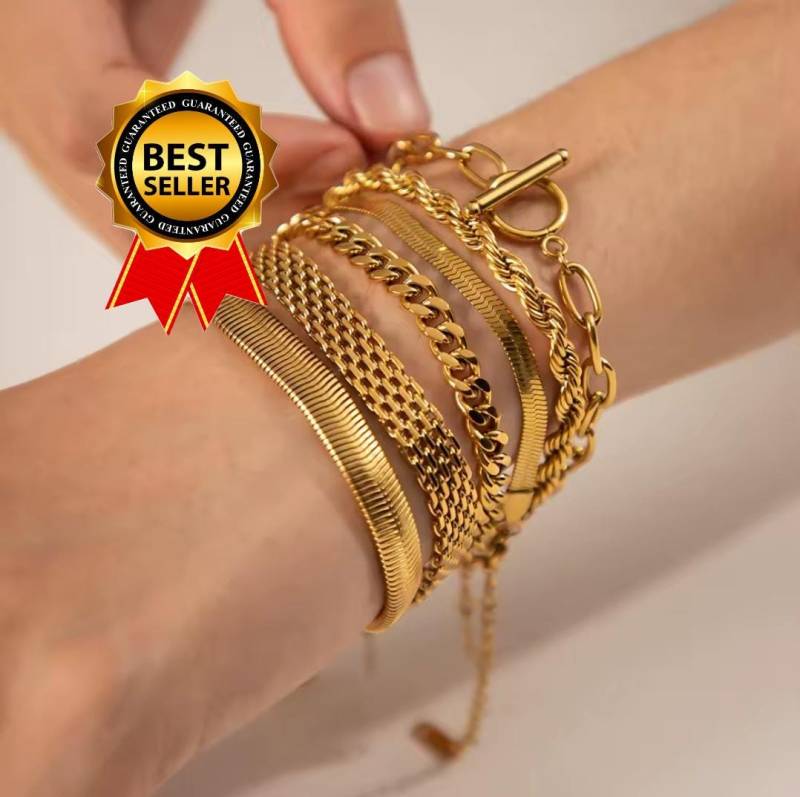 Bracelet Chain Vintage Jewelry 18K Gold Plated Stainless Steel Waterproof Anti Tarnish Gift Mom Sister von PelitJewelry