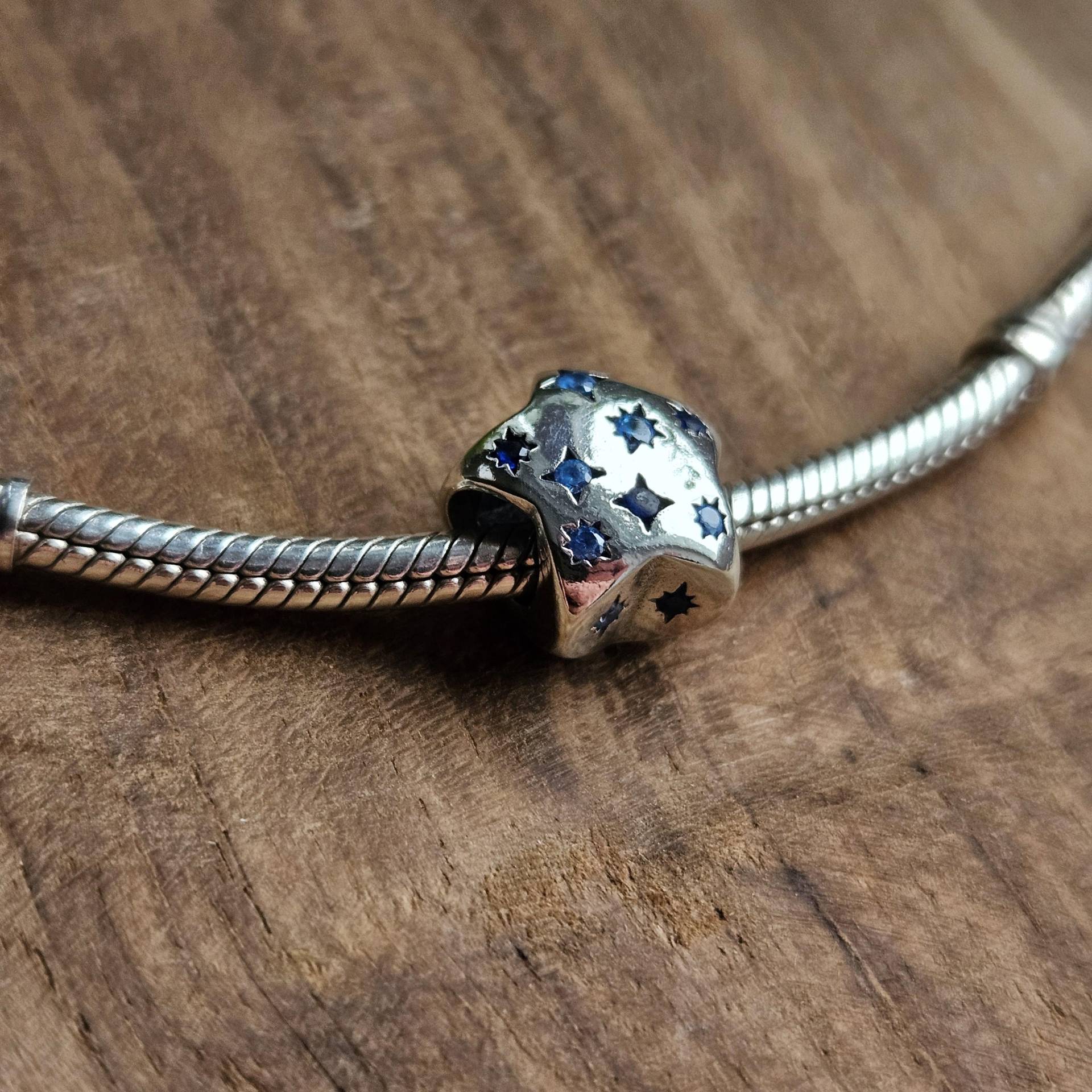 Silver Star Charm, Blue Stone Star, Silver, With Stones von PelitJewelry