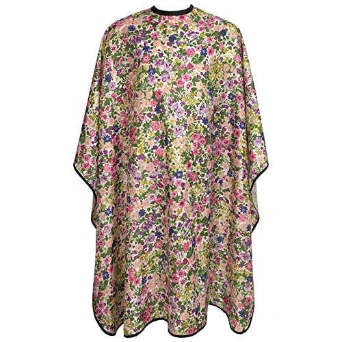 Pelocapa Friseurumhang für Damen, Haarschneideumhang mit Druckknöpfen, professioneller großer Friseurumhang, wasserdicht, leicht, maschinenwaschbar, 160 x 142 cm (Blumenmuster) von Pelocapa