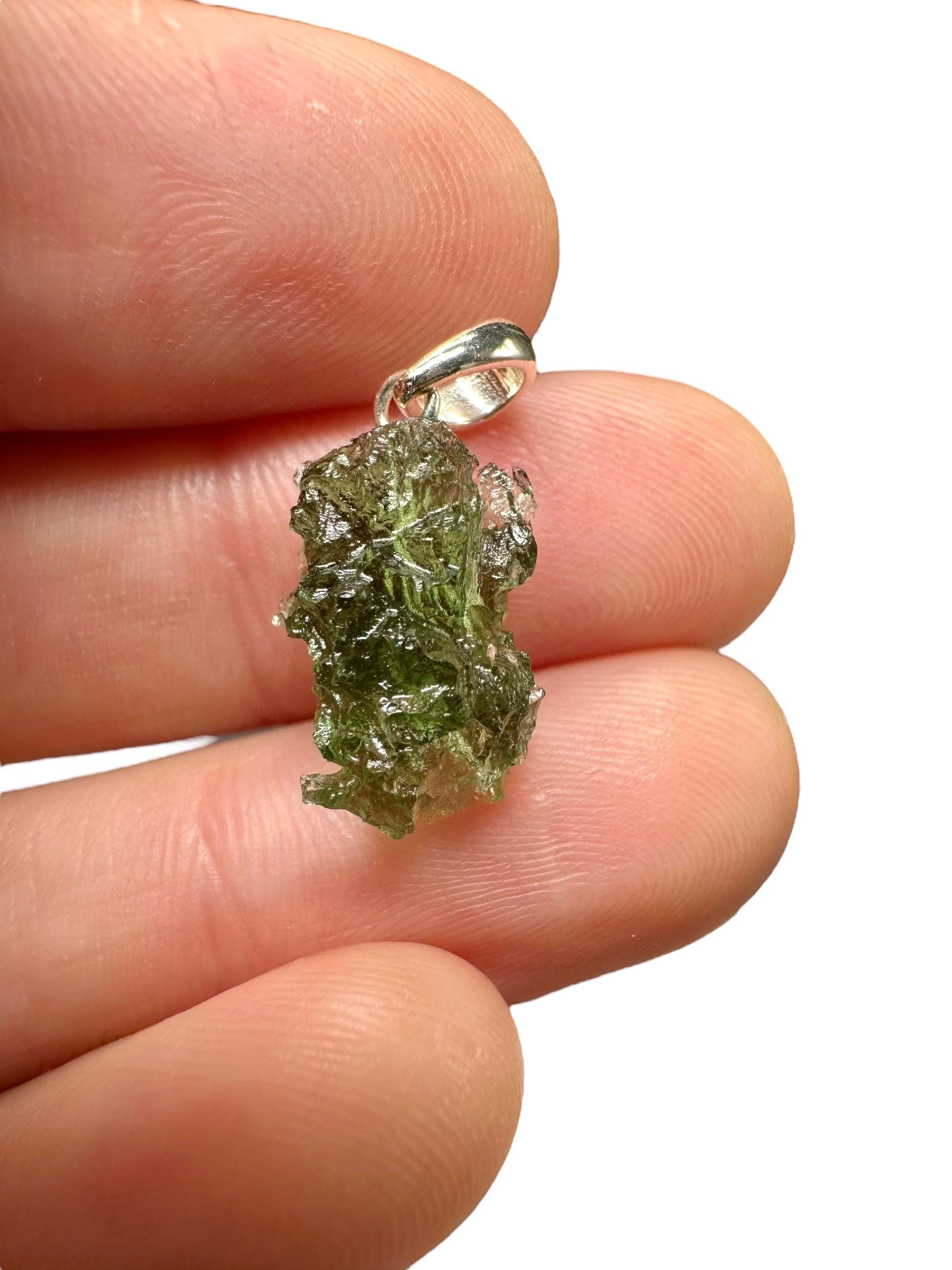 Silber Moldavit Anhänger 1, 1G von PeltramMinerals