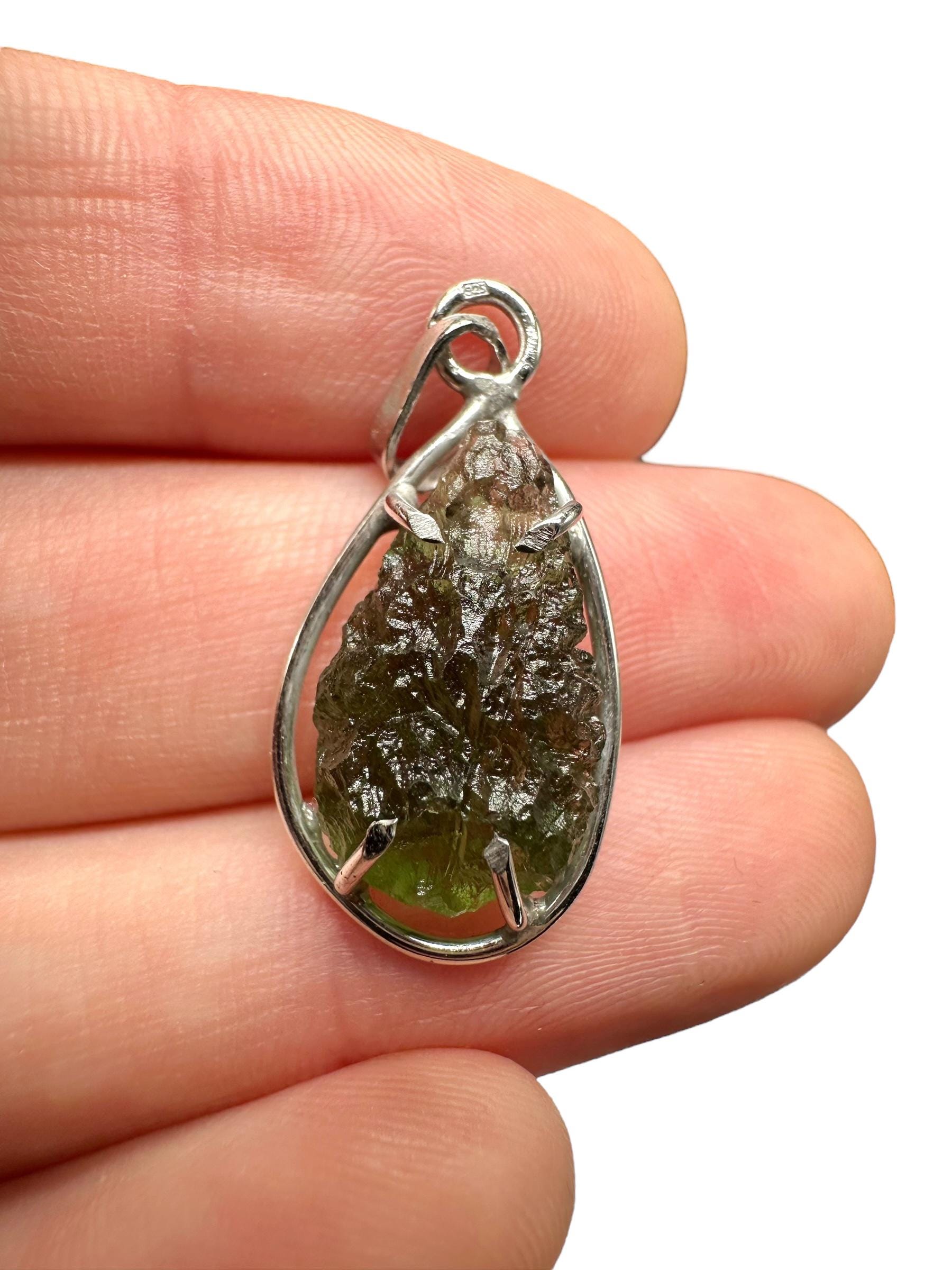 Silber Moldavit Anhänger 2, 2G von PeltramMinerals