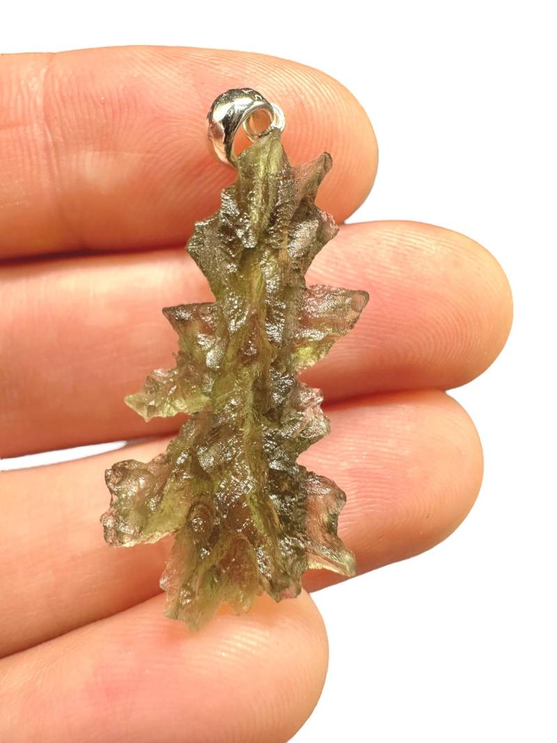 Silber-Moldavit-Anhänger - Besednice Jezkovna von PeltramMinerals