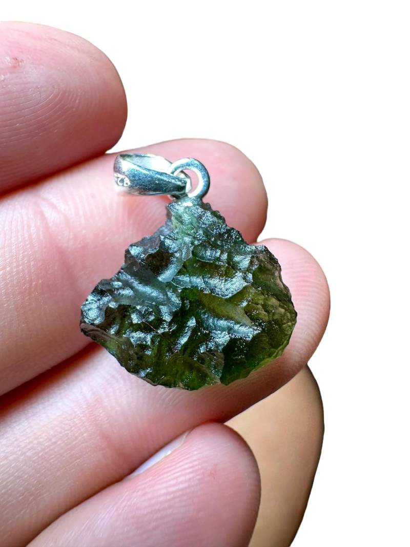 Silber Moldavit Anhänger von PeltramMinerals