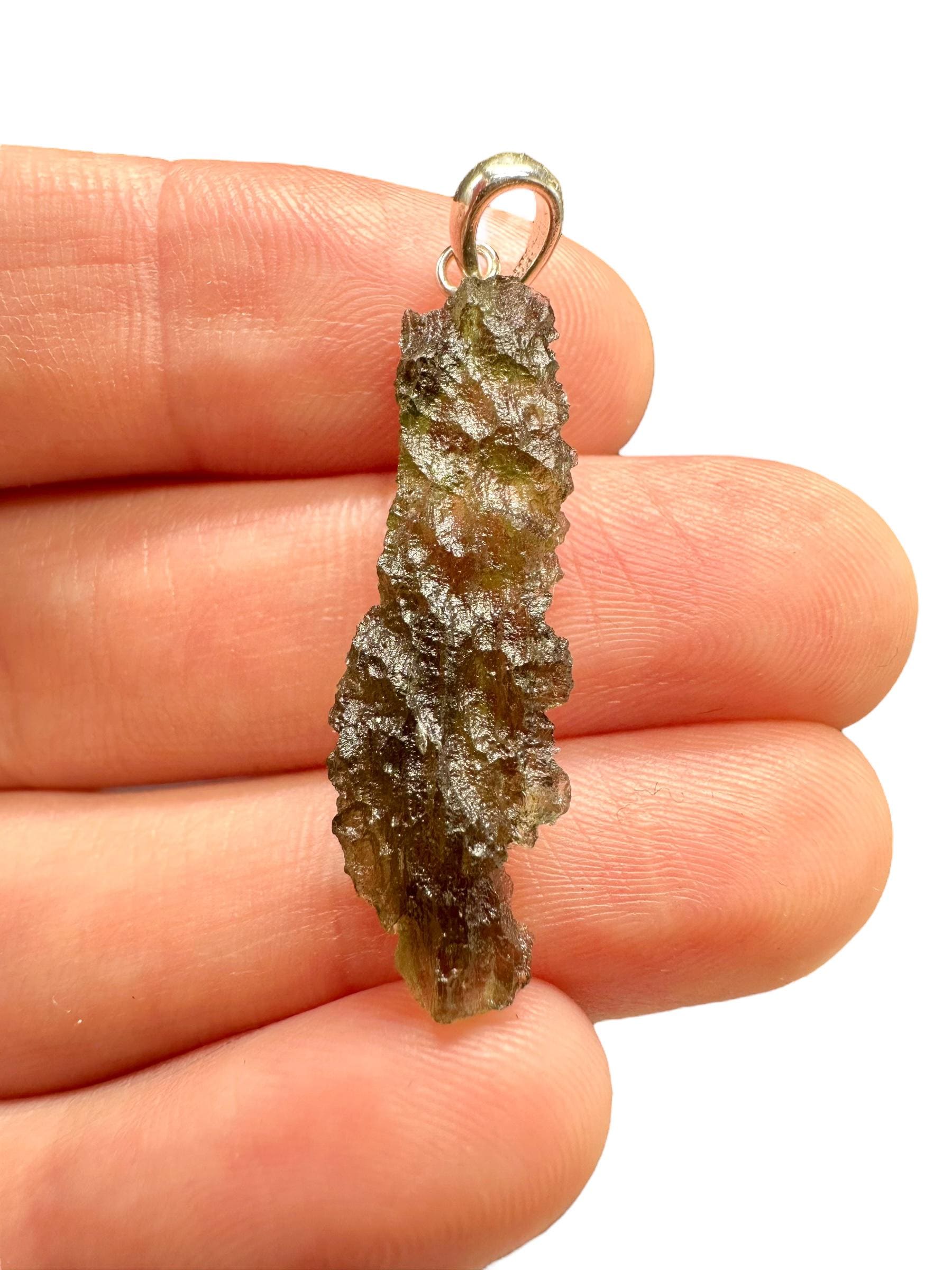 Silber Moldavit Anhänger von PeltramMinerals