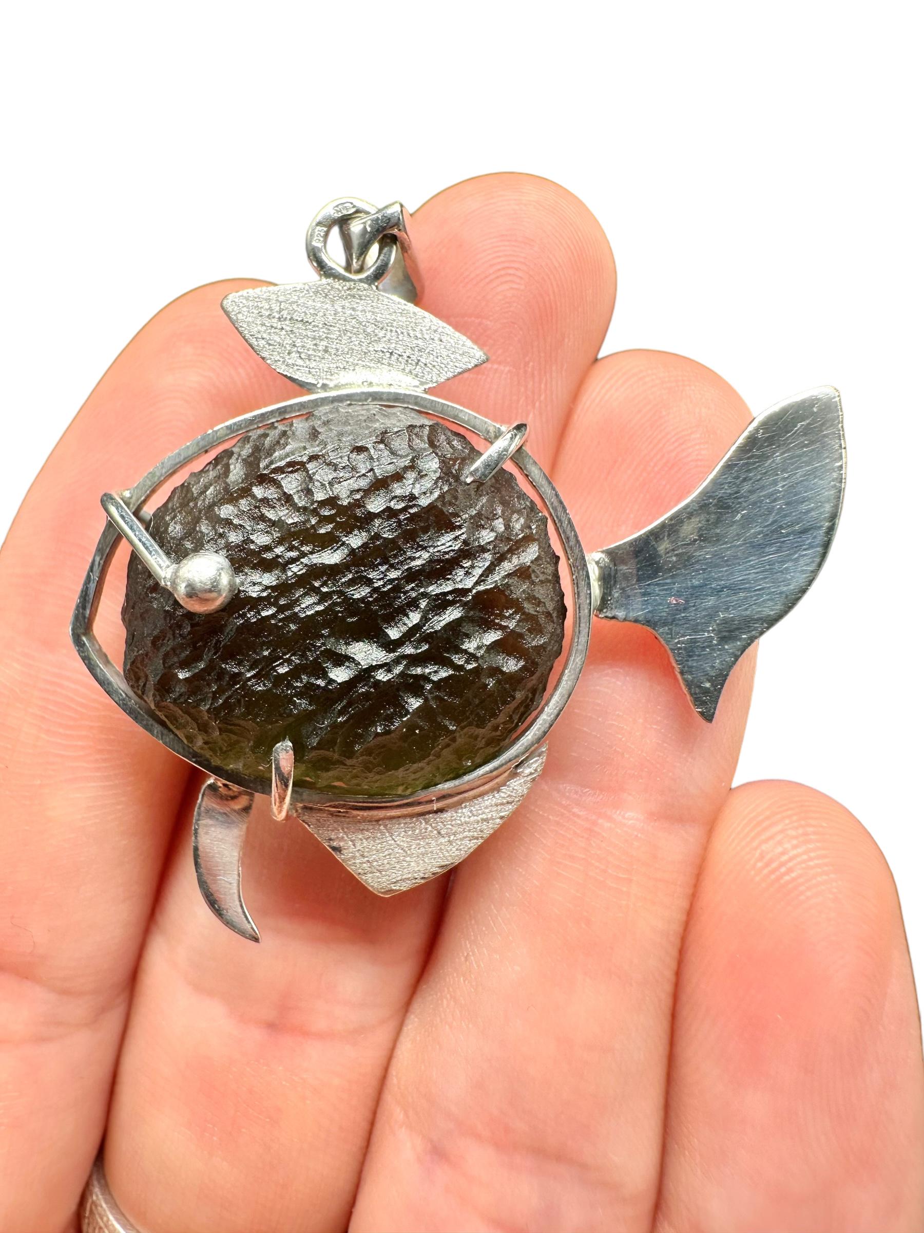 Silber Moldavit Anhänger von PeltramMinerals