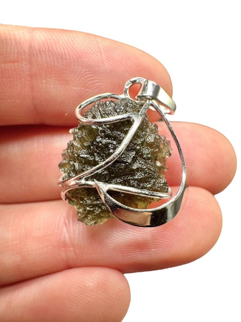Silber Moldavit Anhänger Silber Moldavit Anhänger von PeltramMinerals